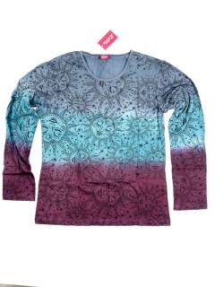 Modelo: Gris Camisetas Hippie M Larga - Camiseta de manga larga confeccionada CAEV43 - Modelo Gris