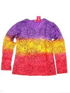 Modelo: Morado Camisetas Hippie M Larga - Camiseta de manga larga confeccionada CAEV43 - Modelo Morado