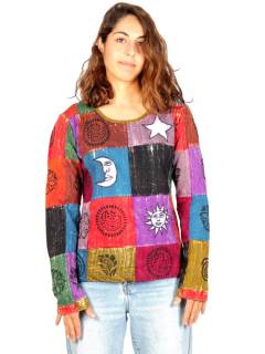 Camiseta Patchwork Hippie Lavada a la Piedra,  para comprar al por mayor o detalle  en la categoría de Ropa Hippie Bohemia de Mujer | ZAS. [CAEV44]