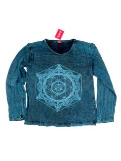 Modelo: Azul Camisetas Hippie M Larga - Camiseta de manga larga ideal CAEV45 - Modelo Azul