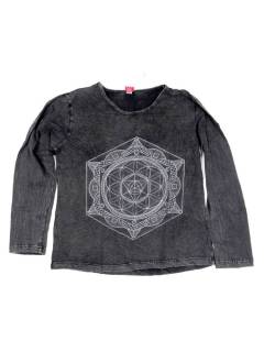 Modelo: Negro Camisetas Hippie M Larga - Camiseta de manga larga ideal CAEV45 - Modelo Negro