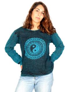 Camiseta Bicolor Yin Yang Lavada a la Piedra [CAEV47]. Camisetas Hippie M Larga para comprar al por mayor o detalle  en la categoría de Ropa Hippie Bohemia de Mujer | ZAS.