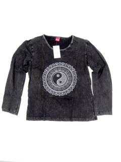 Modelo: Negro Camisetas Hippie M Larga - Camiseta de manga larga con CAEV47 - Modelo Negro
