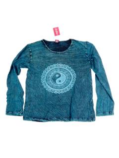 Modelo: Azul Camisetas Hippie M Larga - Camiseta de manga larga con CAEV47 - Modelo Azul