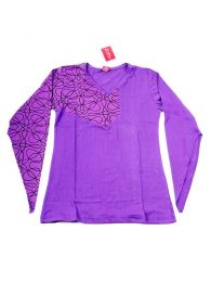 Modelo: Morado Camisetas de Manga Larga - Camiseta con frontal y manga CAHC13 - Modelo Morado