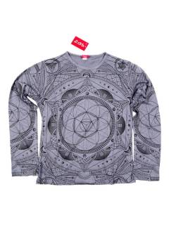 Modelo: Gris Camisetas Hippie M Larga - Camiseta de manga larga fabricada CAHC18 - Modelo Gris