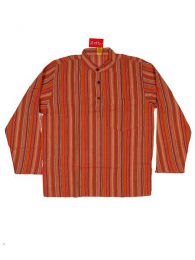 Modelo: Naranja Camisas Manga Larga - Camisa de algodón de CLEV02 - Modelo Naranja