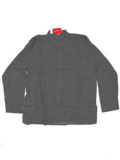 Modelo: Gris Camisas Manga Larga - Camisa de estilo hippie con CLEV03 - Modelo Gris