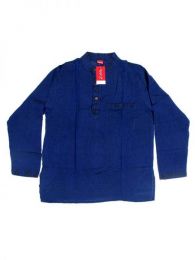 Camisas Hippies M Larga - Camisa de algodón de CLEV04 - Modelo Azul os