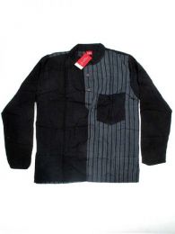 Modelo: Negro Camisas Hippies M Larga - Camisa de algodón combinado CLEV05 - Modelo Negro