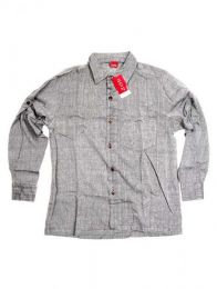 Camisas Hippies M Larga - Camisa de lisa algodón CLEV06 - Modelo Gris