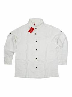 Modelo: Blanco Camisas Manga Larga - Camisa de estilo hippie confeccionada CLEV06 - Modelo Blanco