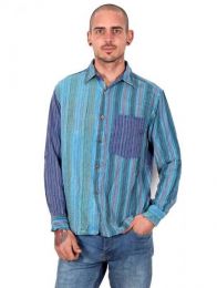 Camisas Manga Larga - Camisa de rayas patchwork CLEV06B.