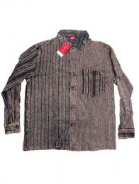 Modelo: Negro Camisas Manga Larga - Camisa de rayas patchwork CLEV06B - Modelo Negro