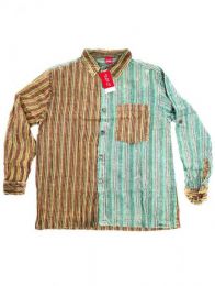 Modelo: Verde Camisas Manga Larga - Camisa de rayas patchwork CLEV06B - Modelo Verde