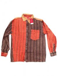 Camisas Manga Larga - Camisa de rayas patchwork CLEV06B - Modelo Naranja