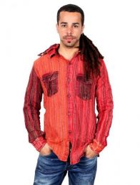 Camisas Hippies M Larga - Camisa de rayas de algodón CLEV07B.