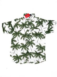 Modelo: Blanco Camisas Hippies M Corta - Camisa de hombre de manga CMEK01 - Modelo Blanco