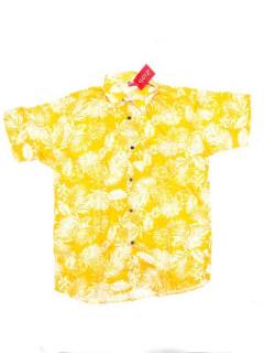 Modelo: Amarillo Camisas de Manga Corta - Camisa de hombre de manga CMEK10 - Modelo Amarillo