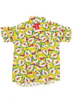 Modelo: Amarillo Camisas Manga Corta - Camisa de hombre de manga CMEK15 - Modelo Amarillo