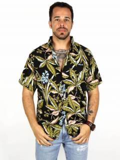 Camisa De Hojas y Flores [CMEK29]. Camisas Manga Corta para comprar al por mayor o detalle  en la categoría de Ropa Hippie de Hombre, Artesanal | ZAS.