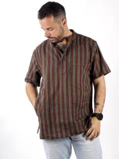 Camisa hippie de rayas Manga Corta,  para comprar al por mayor o detalle  en la categoría de Ropa Hippie de Hombre, Artesanal | ZAS. [CMEV02]