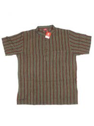 Modelo: Verde osc Camisas Manga Corta - Camisa Hippie de Rayas de CMEV02 - Modelo Verde osc
