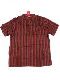 Modelo: Granate Camisas Manga Corta - Camisa Hippie de Rayas de CMEV02 - Modelo Granate