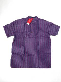 Camisas Manga Corta - Camisa Hippie de Rayas de CMEV02 - Modelo Morado