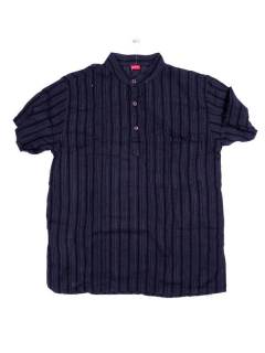 Modelo: Negro 23 Camisas Manga Corta - Camisa Hippie de Rayas de CMEV02 - Modelo Negro 23