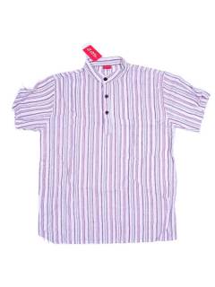 Modelo: Red 2 Camisas Manga Corta - Camisa Hippie de Rayas de CMEV02 - Modelo Red 2