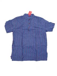 Camisas Manga Corta - Camisa Hippie de Rayas de CMEV02 - Modelo Azul m