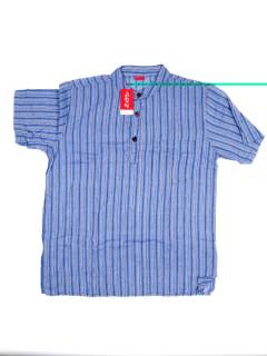 Modelo: Azul cl Camisas Manga Corta - Camisa Hippie de Rayas de CMEV02 - Modelo Azul cl