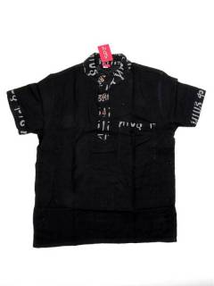 Camisas Manga Corta - Camisa Hippie de manga corta CMEV07 - Modelo Negro