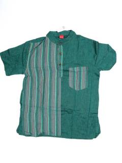 Camisas Manga Corta - Camisa de algodón combinado CMEV08B - Modelo Verde