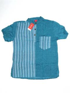 Camisas Manga Corta - Camisa de algodón combinado CMEV08B - Modelo Azul