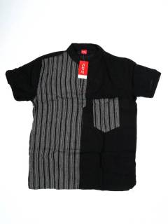 Camisas Manga Corta - Camisa de algodón combinado CMEV08B - Modelo Negro