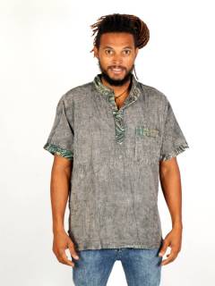 Camisa Hippie Lavada a la Piedra Detalles Étnicos,  para comprar al por mayor o detalle  en la categoría de Ropa Hippie Bohemia de Hombre, Artesanal | ZAS. [CMEV09]