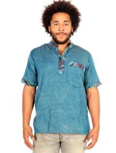 Camisa Hippie Lavada a la Piedra Detalles Étnicos, para comprar al por mayor o detalle. [CMEV09]