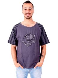 Camiseta Om rayas, para comprar al por mayor o detalle  en la categoría de Ropa Hippie de Hombre, Artesanal | ZAS.[CMEV11]