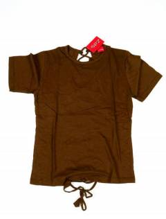 Outlet Ropa Hippie - Camiseta - blusa de media CMHC10 - Modelo Marrón