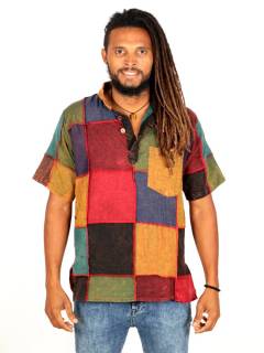Camisa hippie patchwork con botones de madera, para comprar al por mayor o detalle.[CMHC12]