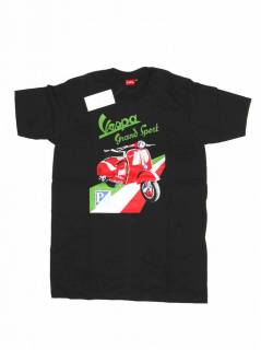 Modelo: Negro Camisetas T-Shirts - Camiseta VESPA PIAGGIO, algodón CMSE09 - Modelo Negro