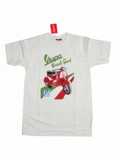 Modelo: Blanco Camisetas T-Shirts - Camiseta VESPA PIAGGIO, algodón CMSE09 - Modelo Blanco