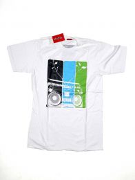 Modelo: Blanco Camisetas T shirts - Radio cassete, camiseta algodón CMSE12 - Modelo Blanco
