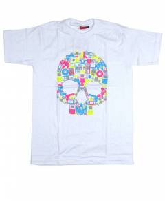 Camisetas T-Shirts - Camiseta calavera music box. CMSE32 - Modelo Blanco