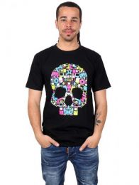 Camiseta calavera music box.,  para comprar al por mayor o detalle  en la categoría de Ropa Hippie de Hombre, Artesanal | ZAS. [CMSE32]