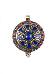 Modelo: Lapis Bisutería Tibetana - Colgante realizado metal blanco COAT05 - Modelo Lapis