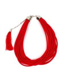 Outlet Bisutería hippie - collar grueso de hilo en colores COBOU35 - Modelo Rojo os