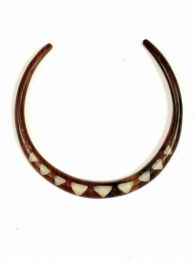 Collar de madera rígido incrustaciones de hueso, para comprar al por mayor o detalle.[COMAT6]